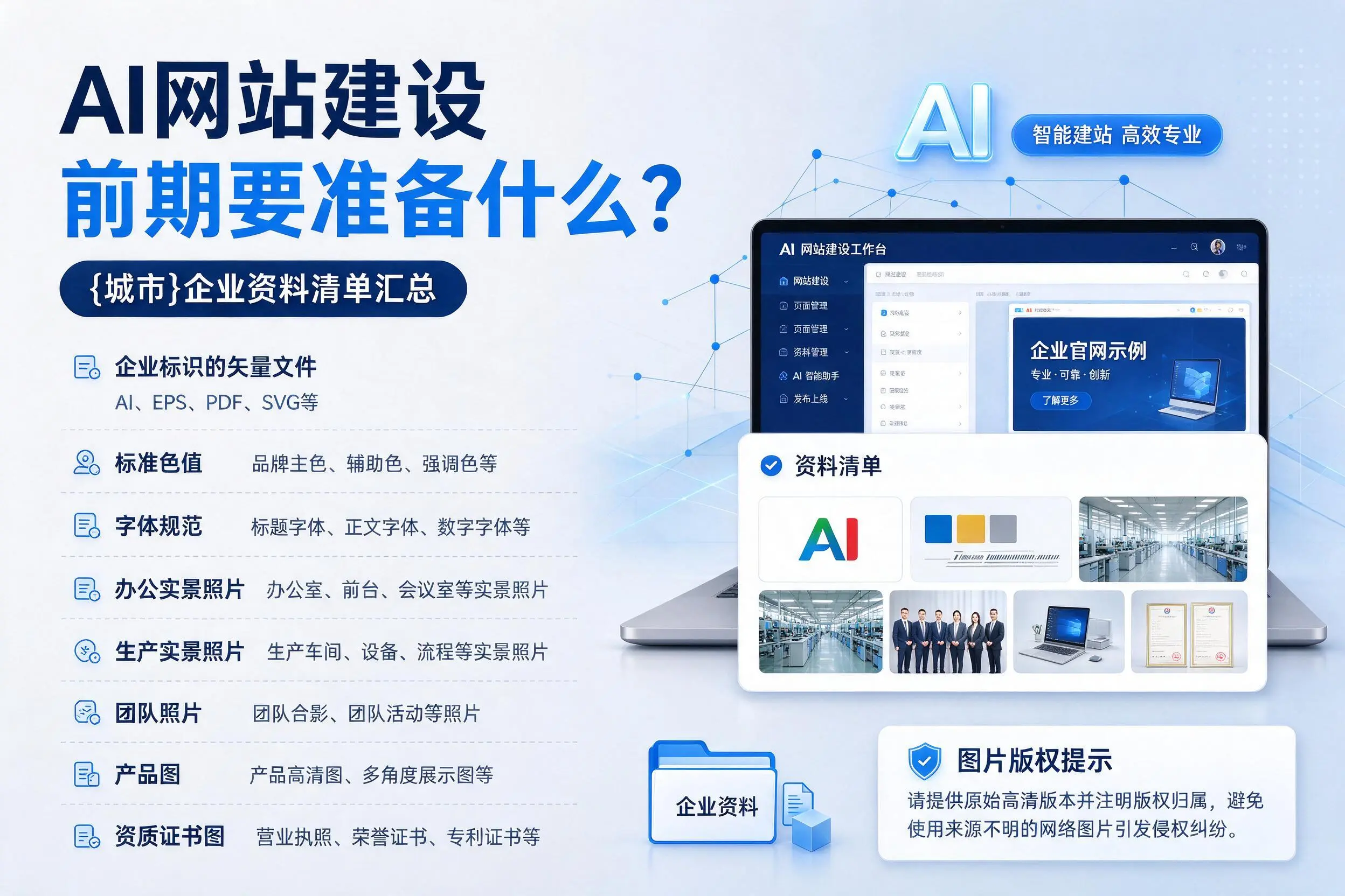 AI网站建设前期要准备什么?鞍山企业资料清单汇总