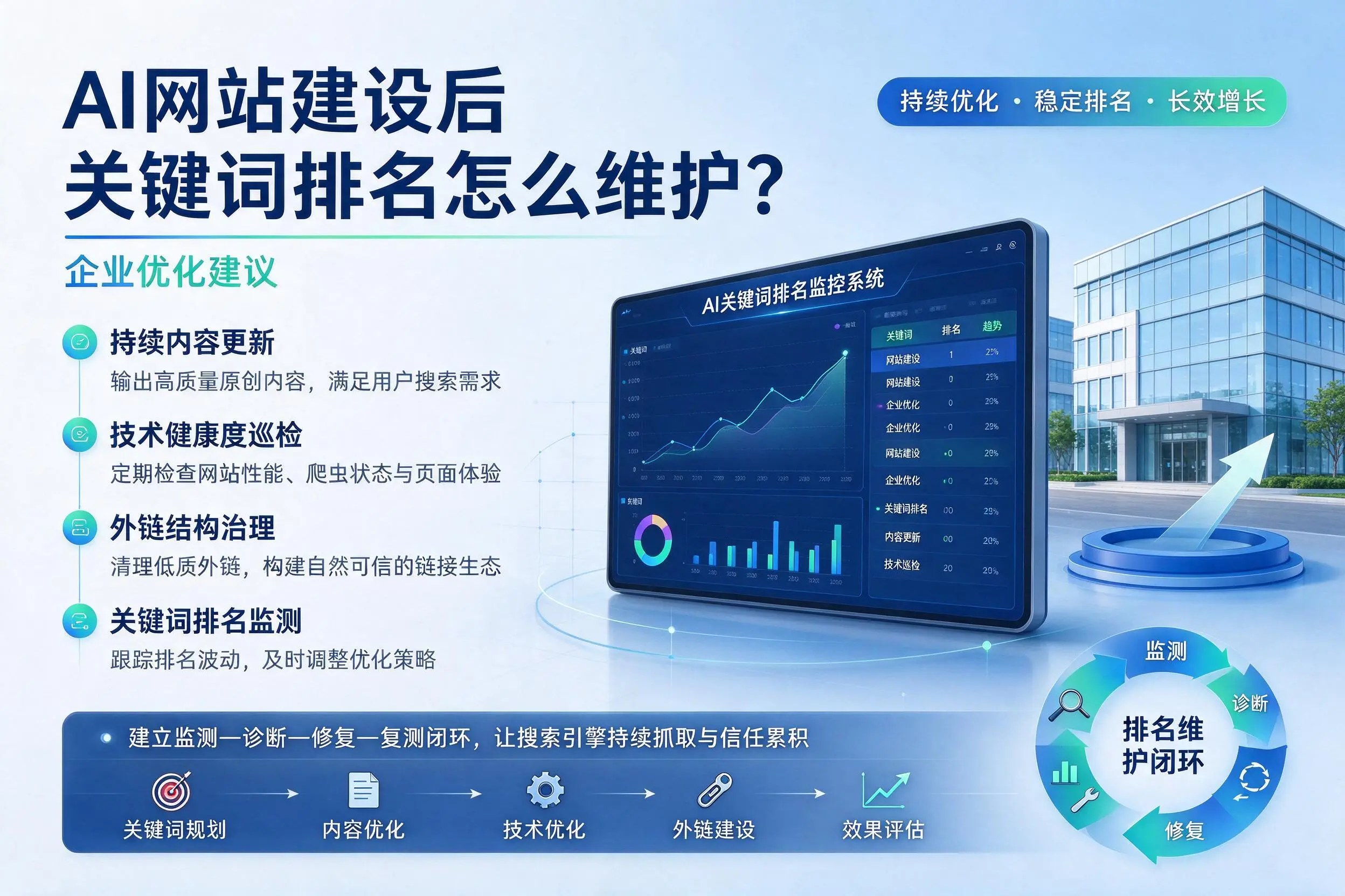 AI网站建设后关键词排名怎么维护？鞍山企业优化建议