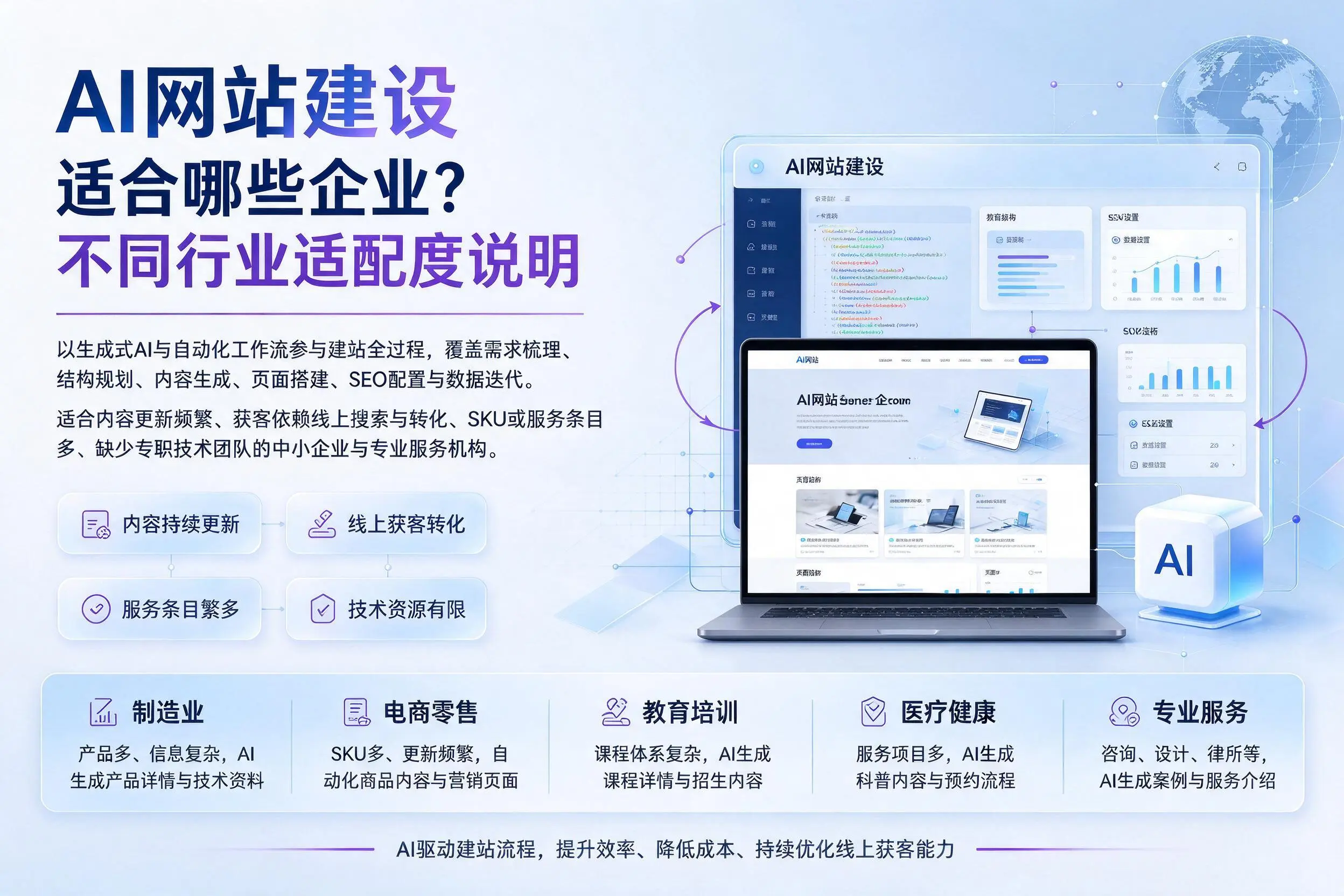 AI网站建设适合哪些企业？鞍山不同行业适配度说明